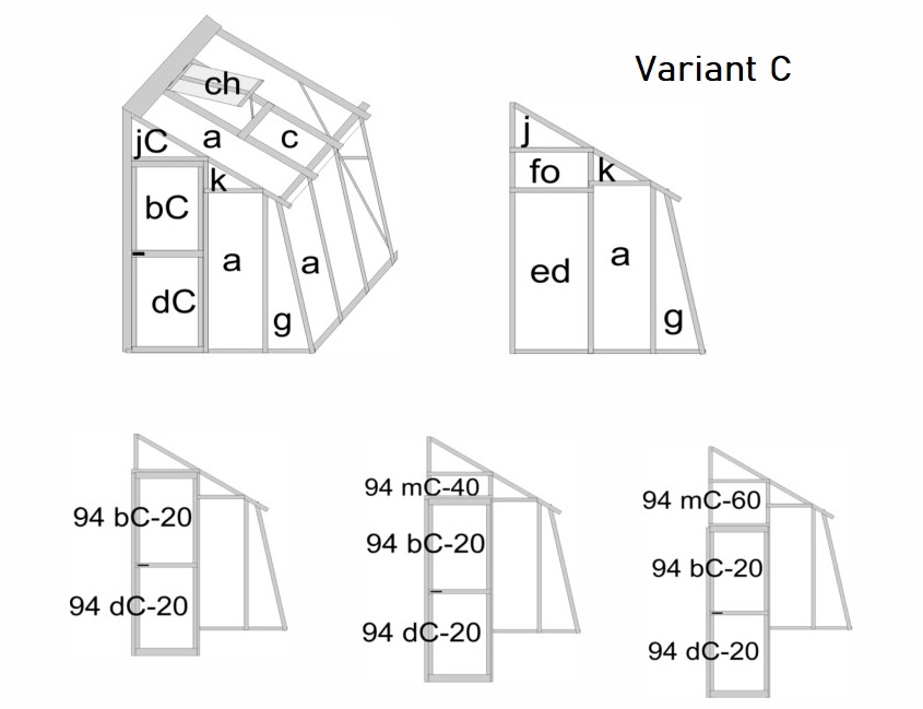 Náčrt umiestenia skiel Variant C